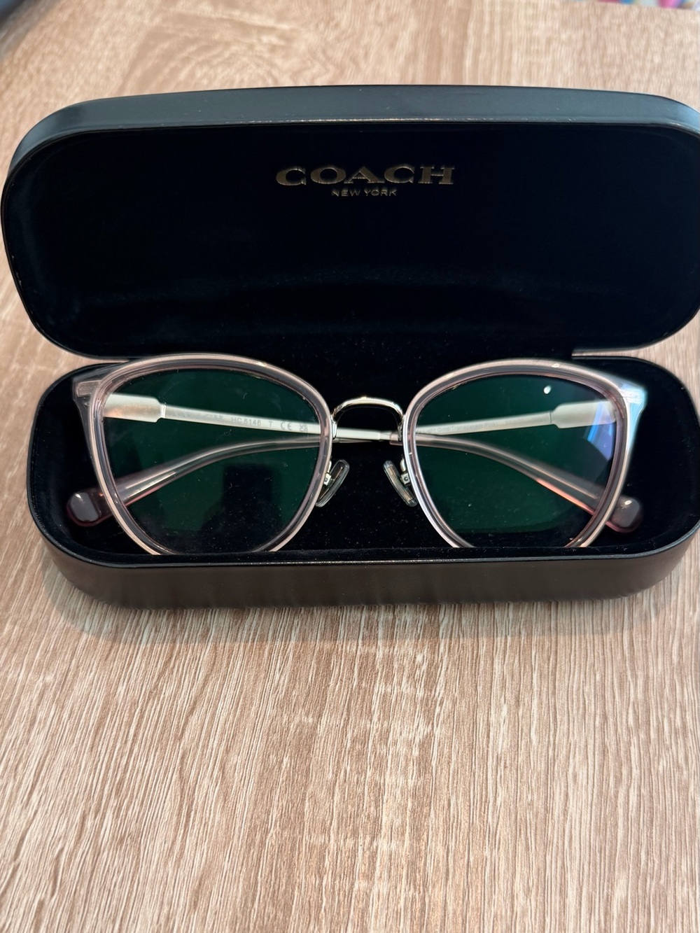 Coach Pink Cat-Eye Glasses with Green Lenses